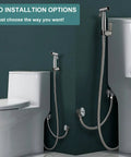 Handheld Bidet Sprayer For Toilet With Premium SUS304 Stainless Steel Attachment Set And Leak Free Design installed next to toilet