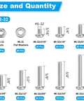 240 Piece Stainless Steel Phillips Pan Head Machine Screws Nuts And Washers Set With Coarse Fully Machine Threads Includes Size Six Thirty Two And Size Eight Thirty Two Screws In Sizes From Three Sixteenths Inch To One Inch 304 Stainless Kit size and quantity chart