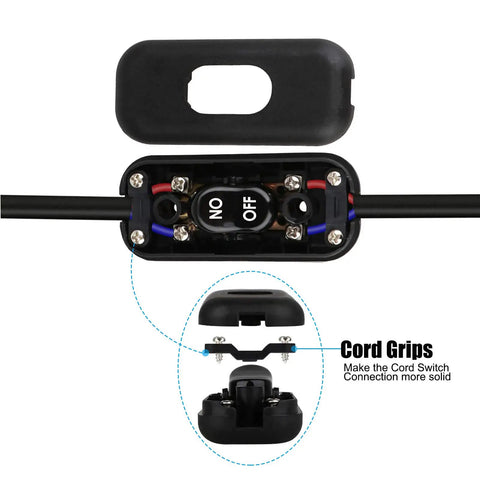 Two Pack Cord Switch For Lamps 250V 6A On Off Rocker Lamp Control Switch interior components showing connection points