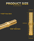 5/16 Inch Brass Hose Barb Union Splicer Kit with product dimensions and details shown on a dark background.