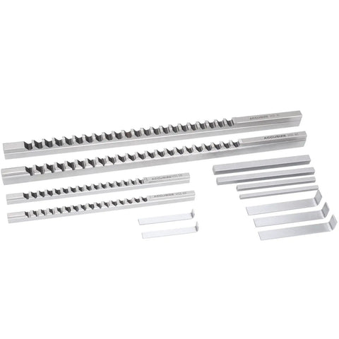 HSS Keyway Broach Set 4mm 5mm 6mm 8mm Metric Keyway Tools with Slotted Bushings and Shims, showcasing broaches and accessories.