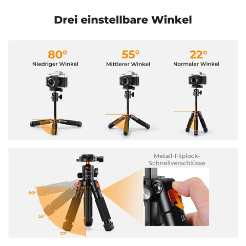 Compact Desk Tripod With Ball Head For DSLR And Phone Travel Ready Aluminum Mini Tripod That Holds Up To 13.22 Lbs adjustable angles