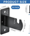 24 Piece Black Metal Gridwall Mount Brackets With Screws for shop, home, garage, and office organization. Dimensions included.