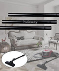 Three Piece Vacuum Extension Wand Set 1.25 Inch Inner Diameter 32mm Plastic Tubes laid out in a living room setting