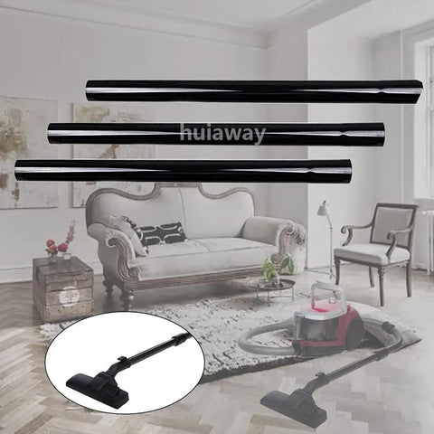 Three Piece Vacuum Extension Wand Set 1.25 Inch Inner Diameter 32mm Plastic Tubes laid out in a living room setting