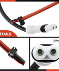 Front view A-Premium rear brake pad wear sensor set with red wiring, white sensor head, two 2-pin connectors