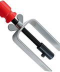 Steering Wheel Lock Plate Removal Tool for Depressing and Removing Lock Plate Snap Rings, silver and red metal hand tool.