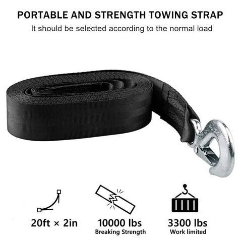 Super Durable Trailer Winch Strap With Safety Snap Hook 2 Inch x 20 Ft For Hauling Trucks Vans Boats And Jet Skis Heavy Duty Polyester Tow Rope Designed To Handle Any Load Without Breaking A Sweat
