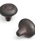 25 Pack Dope Rustic Iron Cabinet Hardware Set With Hand-Hammered Finish 1-1/2 Inch Knobs shown from top and side view
