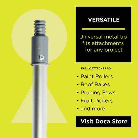 Telescoping Extension Pole 7 To 30 Ft Reach For Window Cleaning Gutter Cleaning Light Bulb Changes Painting No Ladder Needed Heavy Duty Multi Use Pole Built For Safe Ground Level Reach with universal metal tip attachment.