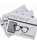 Freshends lens cleaning wipe sachets, four packs, pre-moistened for eyeglasses and device screens.