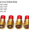 TIG Welding Torch 37 Piece Gas Lens Kit Accessories gas lens collets body with four size options for precision welding.