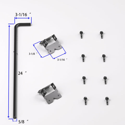 Vinyl Fence Gate Hardware Kit Matte Black For Double Gates Includes Four Hinges One Latch And One Drop Rod All In One Beast Setup For PVC Fencing And Vinyl Fence Projects with screws and brackets