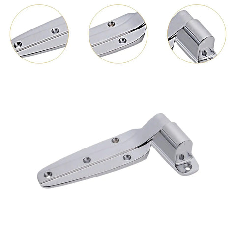 Heavy Duty Freezer Door Hinge With Smooth Swing Brushed Finish For Commercial Cold Storage And Barn Walk In Coolers Built From Rugged Zinc Alloy, shown in a close-up view.
