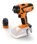 Battle Ready Heavy Duty Cordless Drill Driver Featuring Four Speed Rugged Metal Gearbox Brushless Motor Maximum Torque Output For Wood Metal Plastic Projects with battery and chuck.