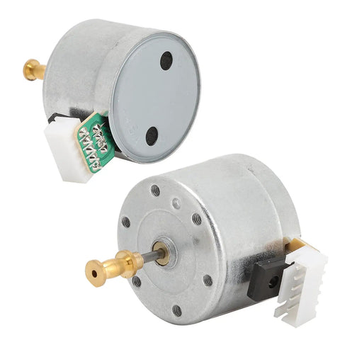 Smooth Running 3 Speed Turntable Motor Replacement, DC 12V Brush Electric for Record Player, showing metal design with leads.