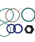 Heavy Duty Hydraulic Cylinder Seal Kit 6806330 for Bobcat 773 S150 S160 S175 S185 S205 shown with assorted seals and nut