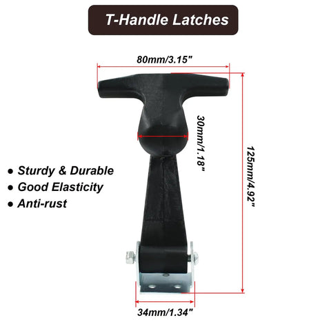 2 Pack Heavy Duty Black Rubber Flex Hood Catches With T Handle Draw Latches Solid Auto Bumper Stoppers That Slam Quiet And Hold Dead Nuts Securely For Trucks And Cars