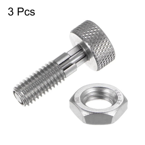 Workhorse 3 Pack Spring Plunger Pins M8x1.25 Thread 4mm Diameter stainless steel pins and nut for industrial use.