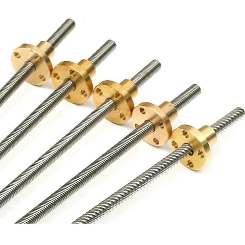 T6 Stainless Steel Trapezoidal Lead Screw, 6mm Diameter, 1mm Pitch, 2mm Lead, Copper Nut, 100mm To 1000mm Length, Heavy Duty For 3D Printers, Stepper Motors, And CNC Machines Today, stainless screw with copper nut