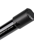 Close-up of Mountain TT Twin Turbo Bike Pump's nozzle, shows durable black finish, designed for MTB and road riders.