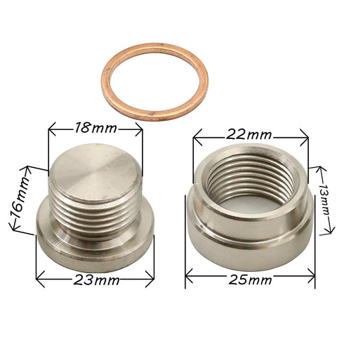 12mm Transmission Drain Plug Kit Weld-In Bung And Stainless Steel Plug With Washer For Oil Pan Sump Drain Fittings M12 X 1.25
