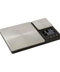 Stainless steel dual platform digital kitchen scale with 11 lb and 16 oz capacity, backlit LCD, for home chefs requiring precise measurements.