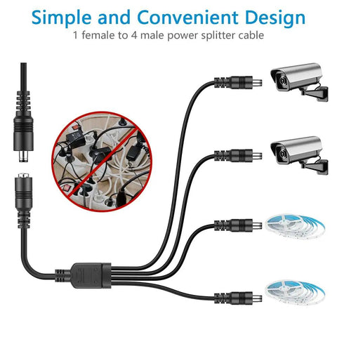Universal Adjustable Power Supply 3.5V To 24V 3A 72W DC Adapter with 4-way splitter cable for gadget setup