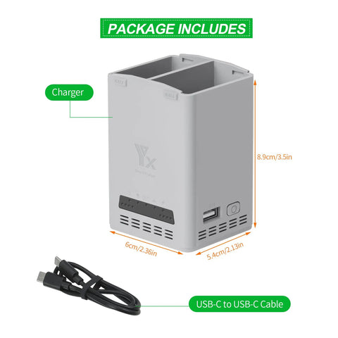 Two-Way Battery Charging Hub for Mini 5 Pro, Mini 4 Pro, Mini 3 Pro Drones - 65W Fast Charger with cable and USB ports