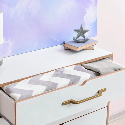Open drawer with Vintage Brass Cabinet Pulls 6 Pack 5.04 Inch Center To Center Drawer Handles Zinc Alloy Kitchen Hardware