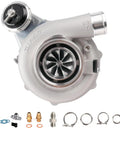 Dual V-Band Turbocharger Upgrade with 9 Blade G-Aero Billet Wheel, 0.92 A/R, components shown, front view