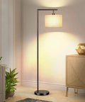 Cordless Arc Floor Lamp With Remote, Battery Powered Tall Living Room And Bedroom Light, Drum Fabric Shade, LED Bulb Included