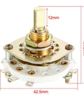Dope Band Channel Rotary Switch With 2 Poles And 3 Throws, Single Deck Style Rotary Selector With Plastic Knob, 10mm Mount, 6mm Shaft