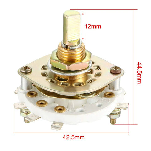 Dope Band Channel Rotary Switch With 2 Poles And 3 Throws, Single Deck Style Rotary Selector With Plastic Knob, 10mm Mount, 6mm Shaft