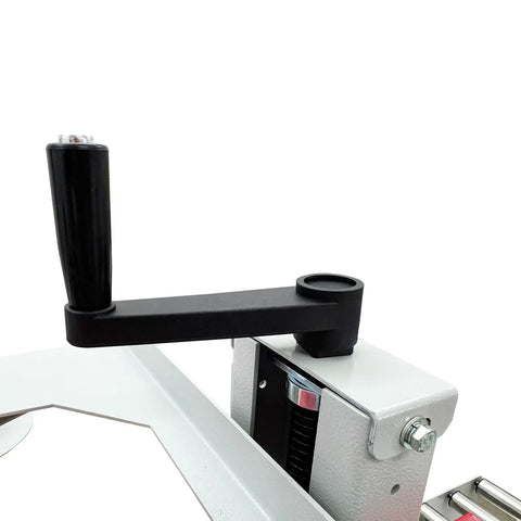 Detail of a side handle on the Automatic Foam Box Side Sealing Machine 110V for easy operation during sealing.