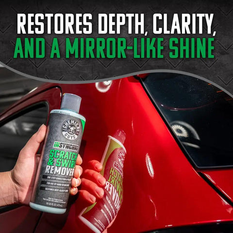 Hand applying Insynchro Scratch And Swirl Remover One Step Compound And Polish For Paint Correction to car