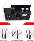 QUGURLID Automatic Wire Twisting And Stripping Machine High Speed Cable Cutting Tool showing cable preparation stages.