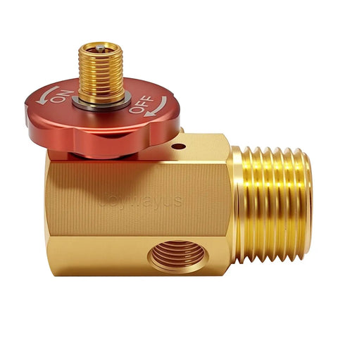 Badass Heavy Duty brass air valve with red knob for airflow control, designed for compressor manifold kits.