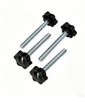 Killer Star Knobs With Galvanized Steel Bolts 1/4-20 Thread 4-piece set with black non-slip handles for secure clamping.