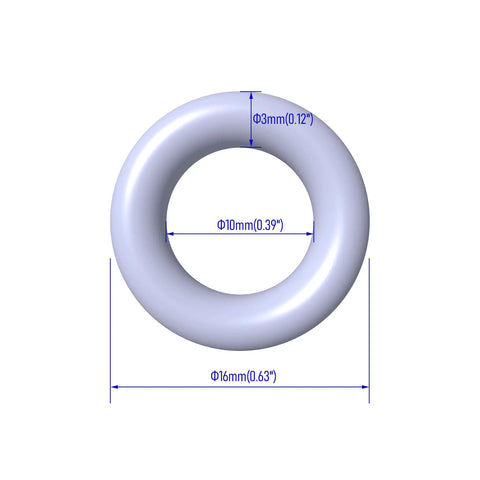 Silicone O Rings 20 Pack 16 Mm Outer Diameter 10 Mm Inner Diameter 3 Mm Cross Section VMQ Seal Gasket White For Wide Range Sealing Applications Antistatic Waterproof Heat Ozone Aging Resistant, white silicone O-ring dimensions diagram