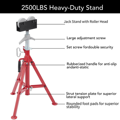 Beefy Portable High Pipe Stand With Roller Head For Rock Solid Workshop Setup Heavy Duty Scaffolding Gear detailed design features