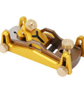 Heavy Duty Low Angle Hand Plane With Solid Aluminum Body For Butter Smooth Planing And Razor Crisp Chamfering Adjustable Cutting Angles view of gold hand plane with precision adjustments and sturdy design.