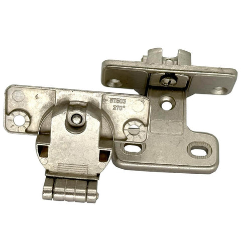 Four Piece 270 Degree Folding Flat Hinge Set For Full Coverage Kitchen Cabinets And Wardrobes, Heavy Duty Zinc Alloy Construction