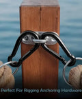 Heavy Duty Bushcraft Carabiner Snap Hooks in black zinc finish anchoring ropes on wooden beam, 90kg 200lb load, 5cm gate