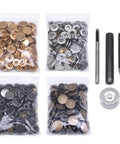 Must Have Leather Snap Fasteners Kit With 120 Sets 15 Millimeter Metal Snaps Press Studs Four Colors Includes Four Setter Tools
