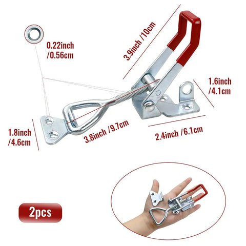 Beefy 2 Pack Heavy Duty Toggle Clamp Latch 4003 Adjustable Quick Release Pull Latch 1320 Lbs Holding Capacity with dimensions shown