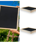 2 Pack 10 Frame Universal Solar Fume Board For Beekeeping held and stacked, wooden frame, black surface, outdoor setting