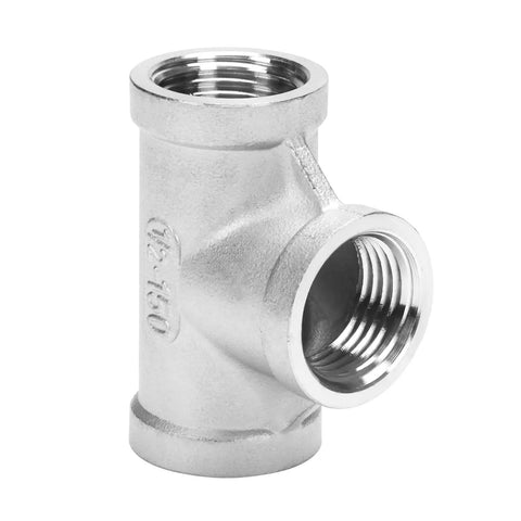 Stainless Steel One Half Inch NPT Female Three Way Tee Connector SUS304 Cast Pipe Fitting For DIY Plumbing Three Openings