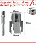 Qinalo Dual Function Pipe Threading Tool for 1/2 and 3/4 Inch PVC Plastic Pipes, integrated internal and external pipe threader.