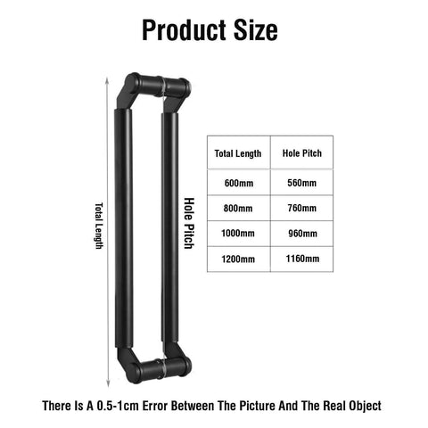 Push Pull Bar Door Handle For Sliding Barn Doors Black Stainless Steel Heavy Duty 1200mm Long Glass Door Bathroom Shower Pull